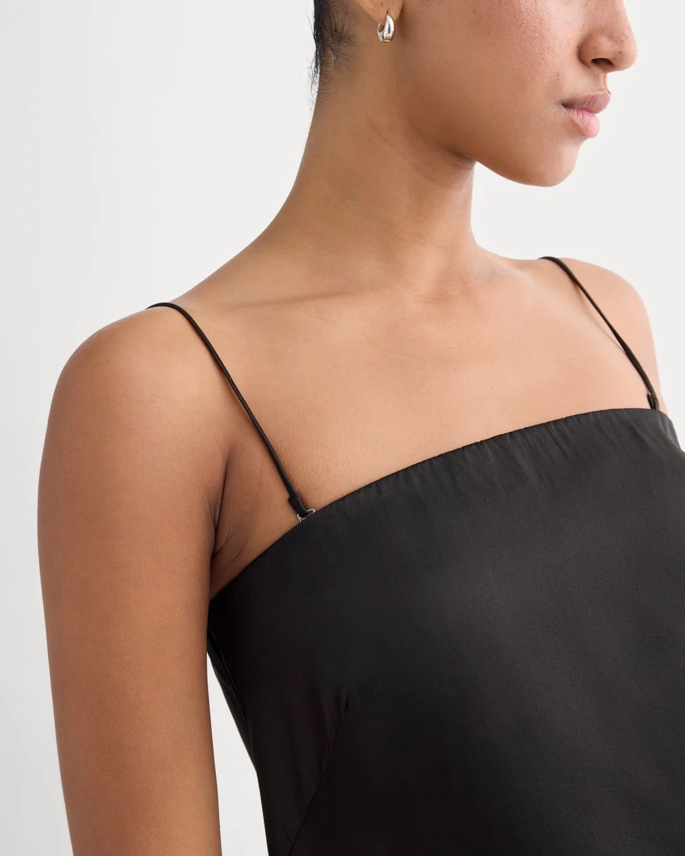 Thin Strap Cami in Silk Charmeuse | Black - Image 4