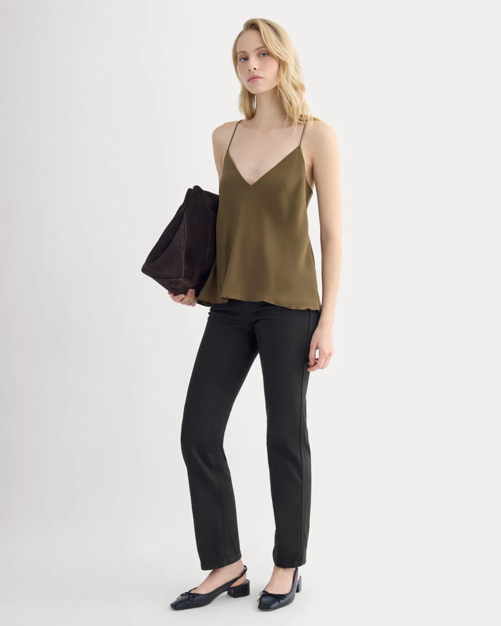 The Tie Back Cami in Washable Silk | Beech - Image 3