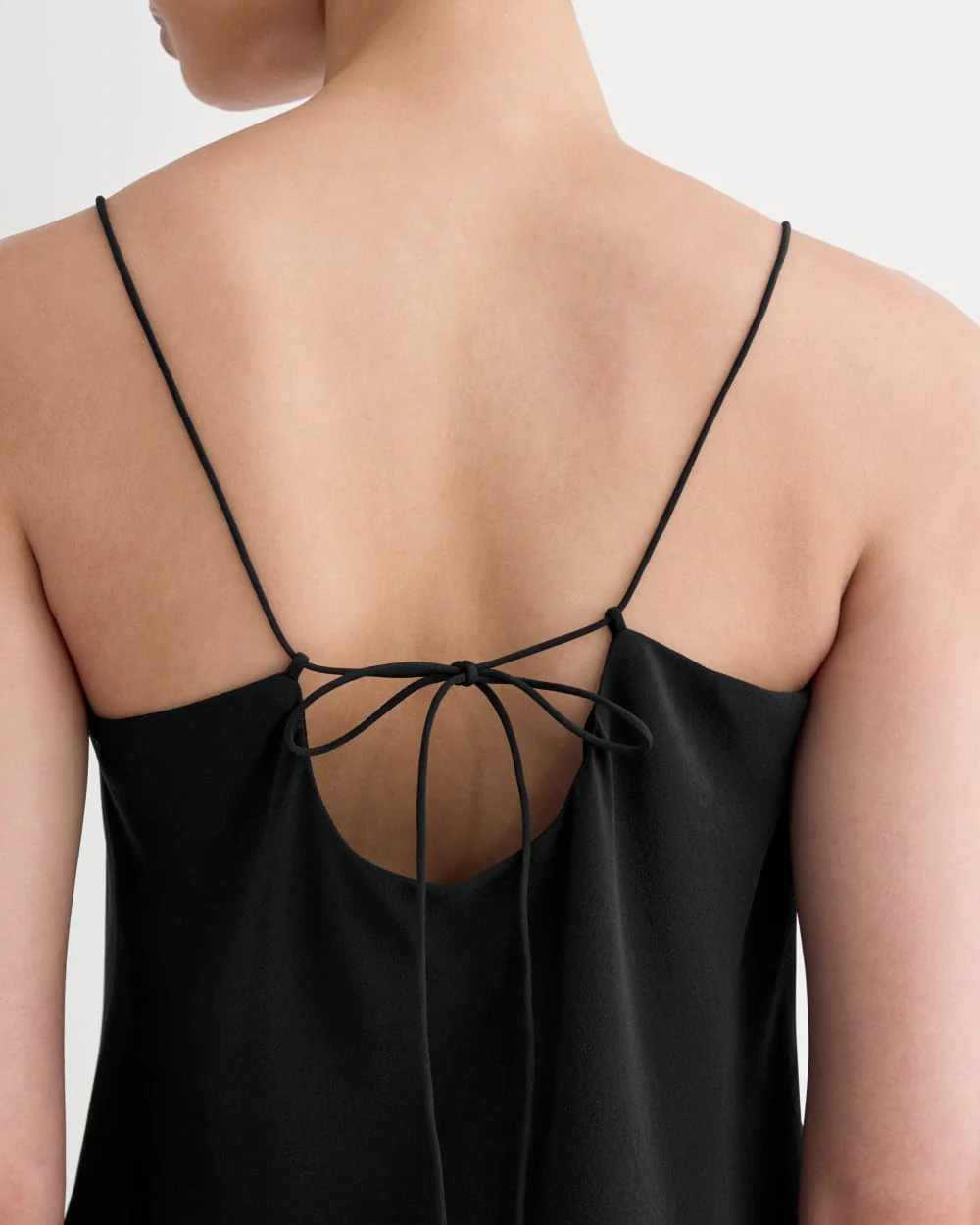 The Tie Back Cami in Washable Silk | Black - Image 4