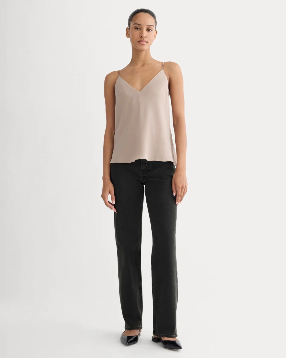 The Tie Back Cami in Washable Silk | Burnt Sugar - Image 3