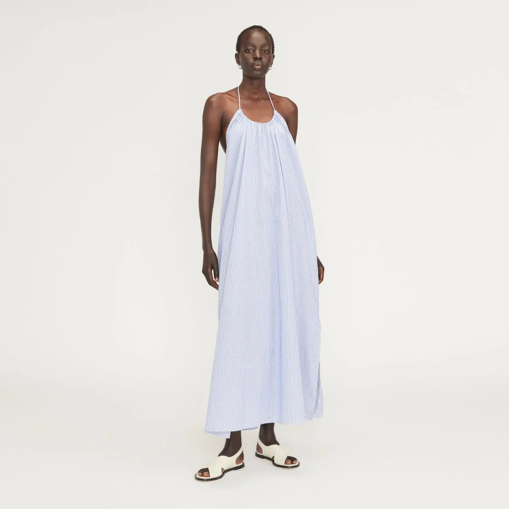The Tie-Back Halter Dress | Mazarine Blue / Optic White