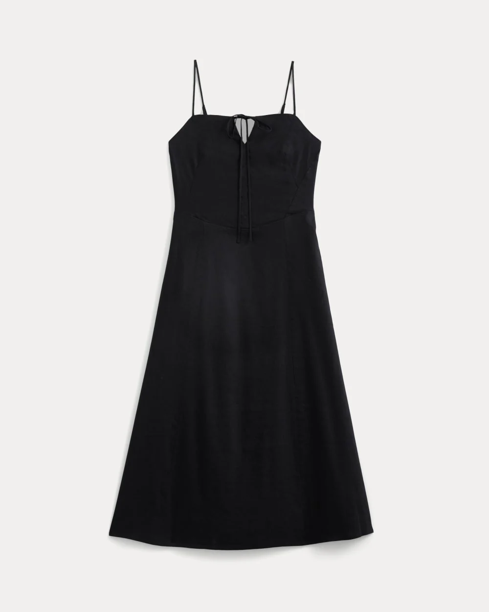 Tie-Neck Dress in Stretch Linen | Black - Image 2