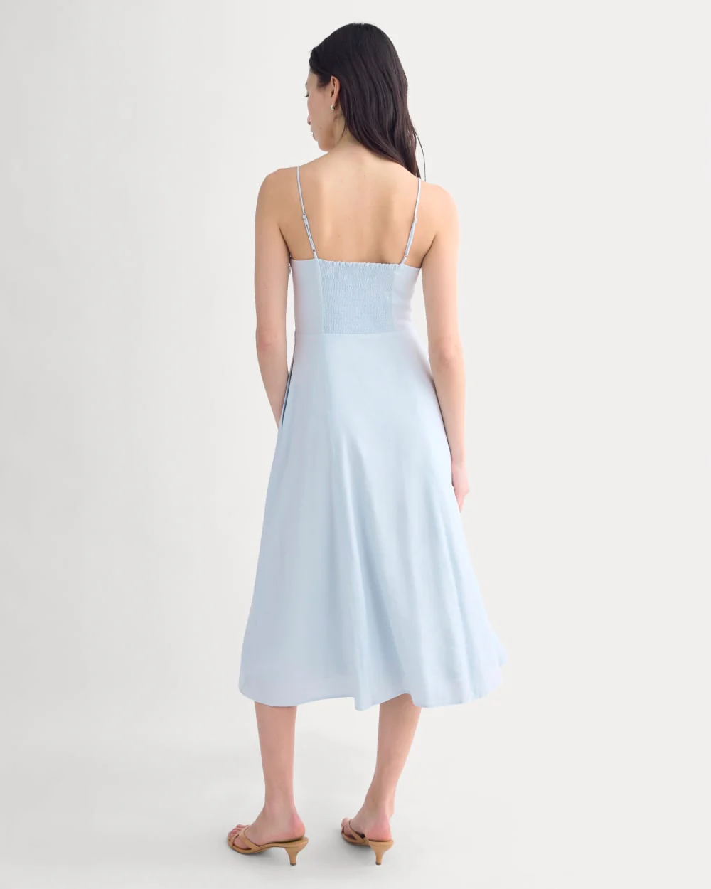 Tie-Neck Dress in Stretch Linen | Skywriting - Image 4