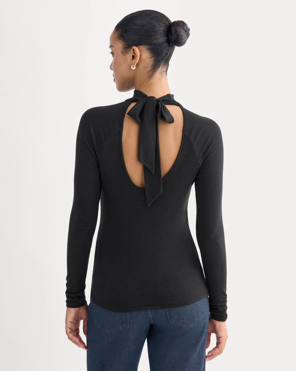 Tie-Neck Top in Butterluxe | Black - Image 5