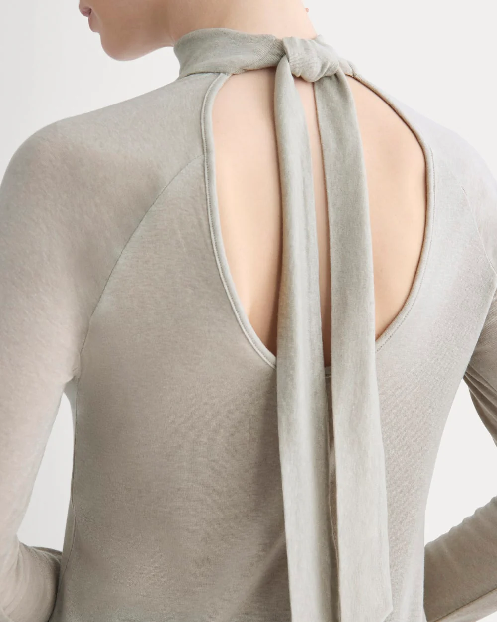Tie-Neck Top in Butterluxe | Heather Wheat - Image 3