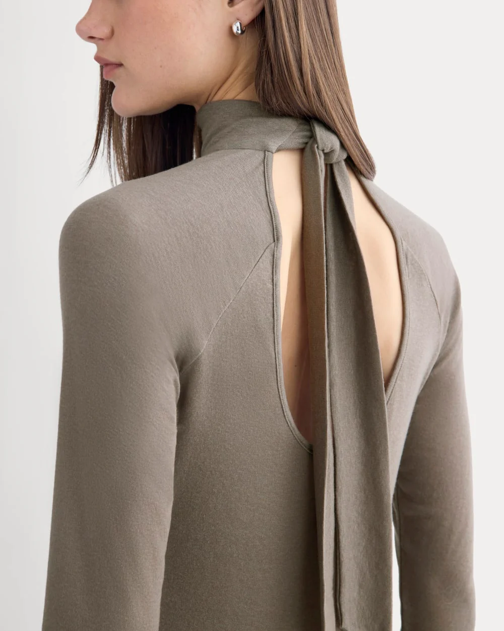 Tie-Neck Top in Butterluxe | Taupe - Image 3