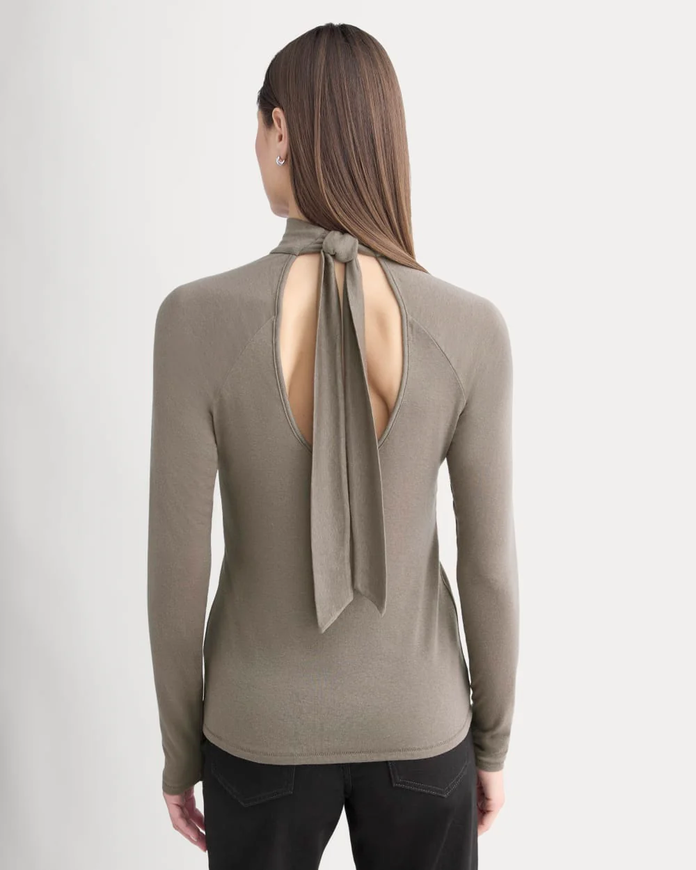 Tie-Neck Top in Butterluxe | Taupe - Image 5