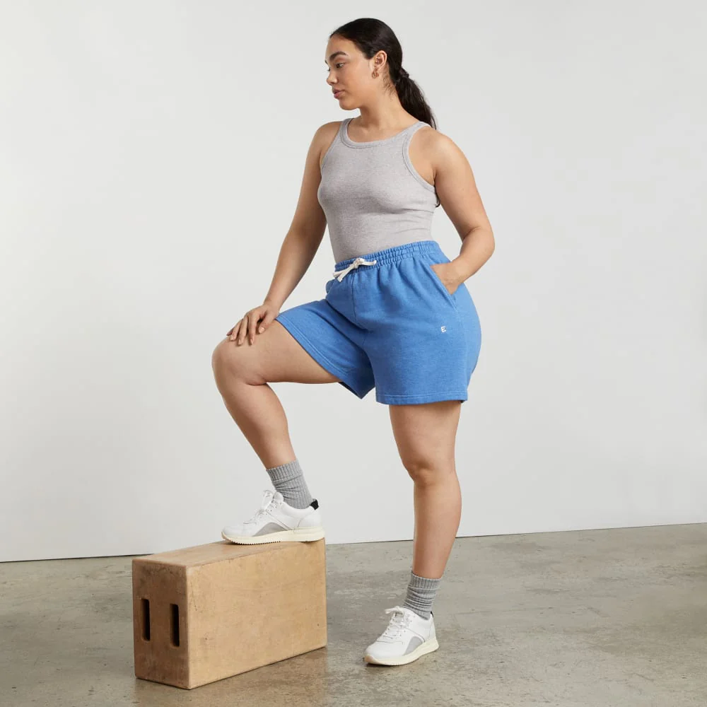The Track Long Sweatshort | Heathered Denim - Image 5