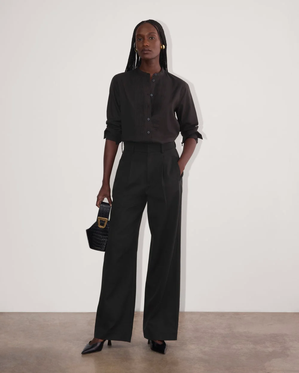 The Tuxedo Shirt in Silky Cotton | Black - Image 3