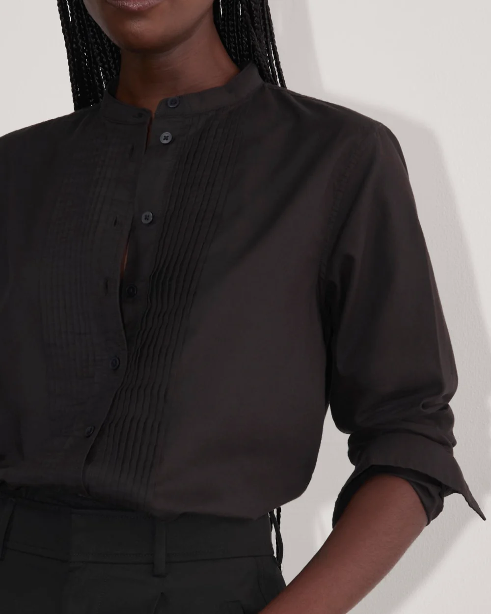 The Tuxedo Shirt in Silky Cotton | Black - Image 4