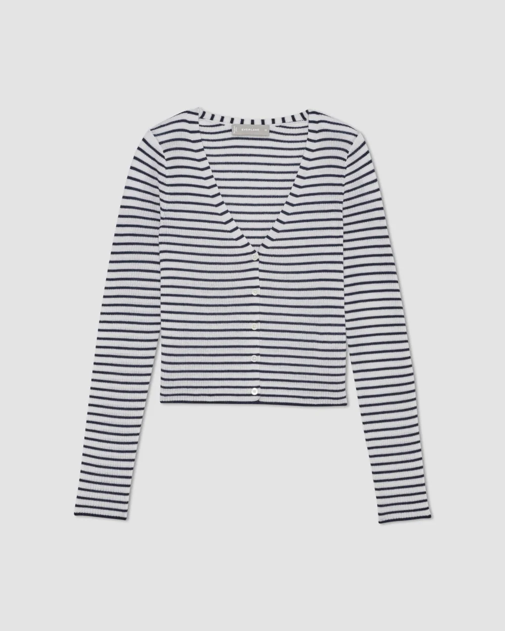 The Cardigan in Ultrasoft Merino | Bone/Navy - Image 2