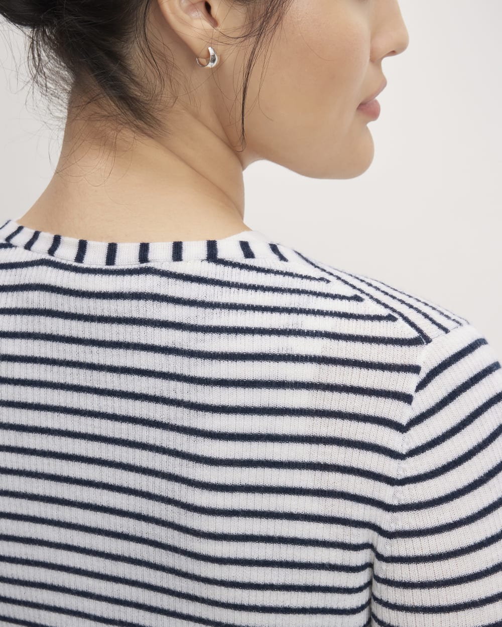 The Cardigan in Ultrasoft Merino | Bone/Navy - Image 5