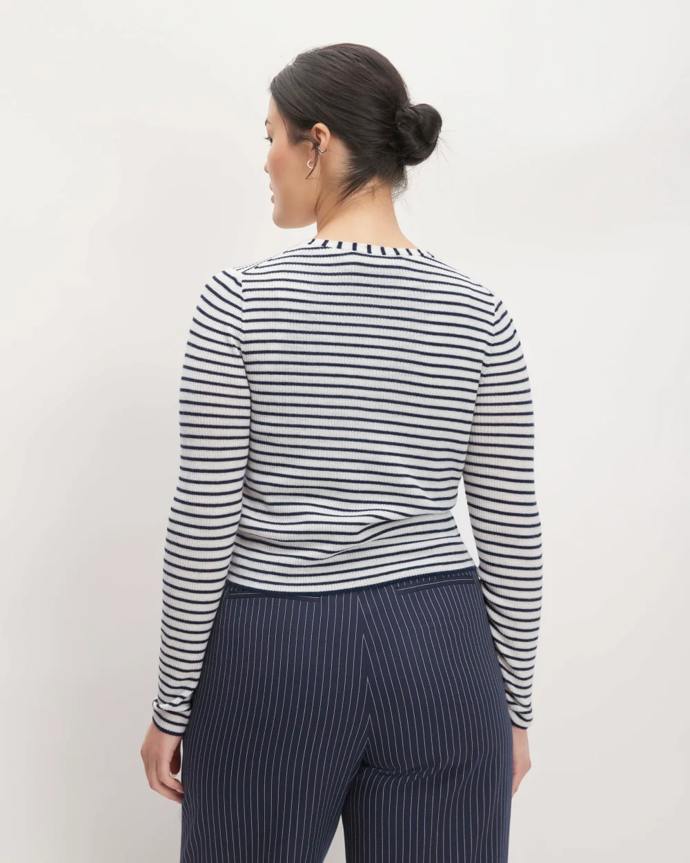 The Cardigan in Ultrasoft Merino | Bone/Navy - Image 6