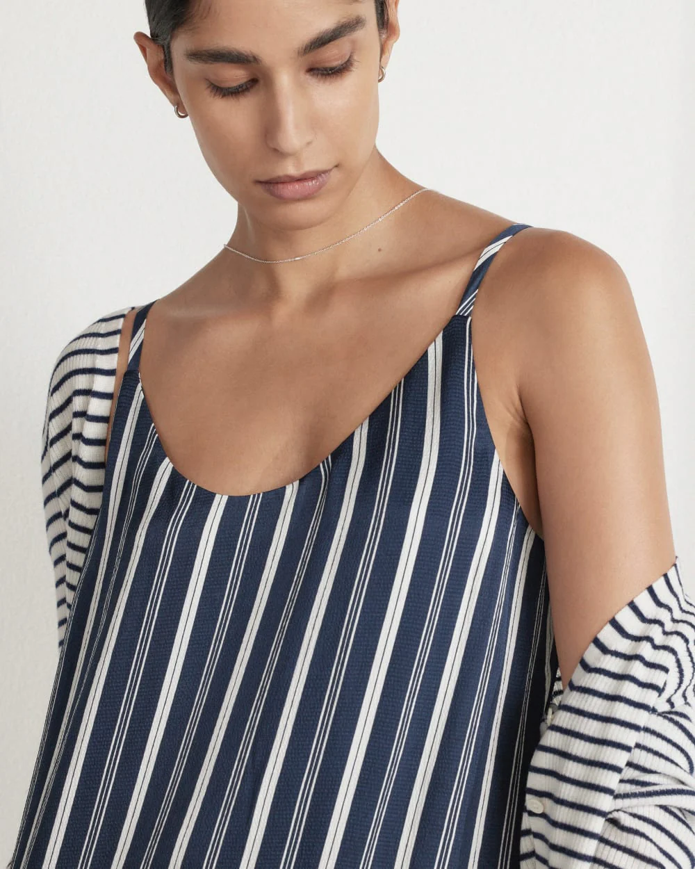 The Cardigan in Ultrasoft Merino | Bone/Navy - Image 8