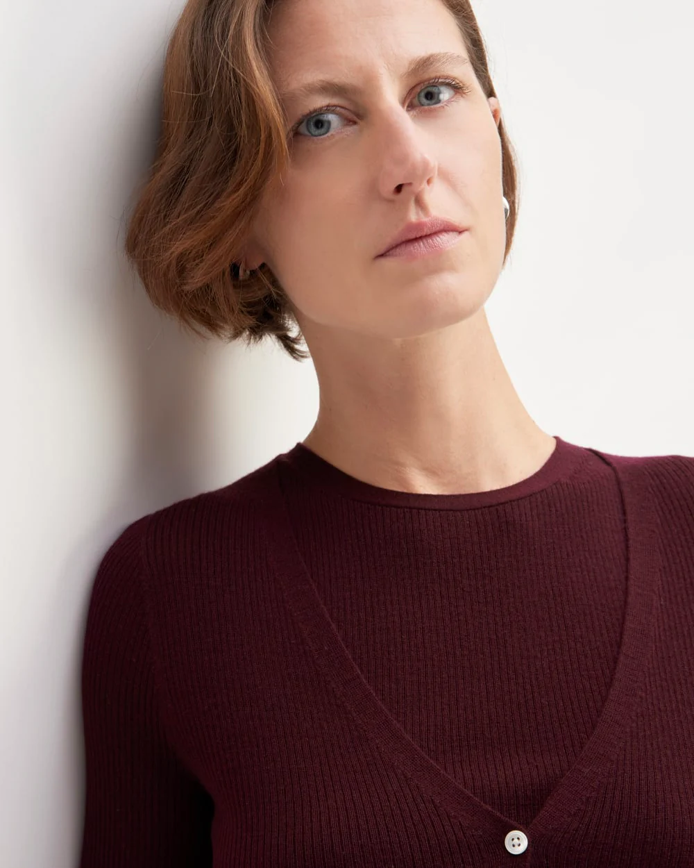 The Cardigan in Ultrasoft Merino | Burgundy - Image 4