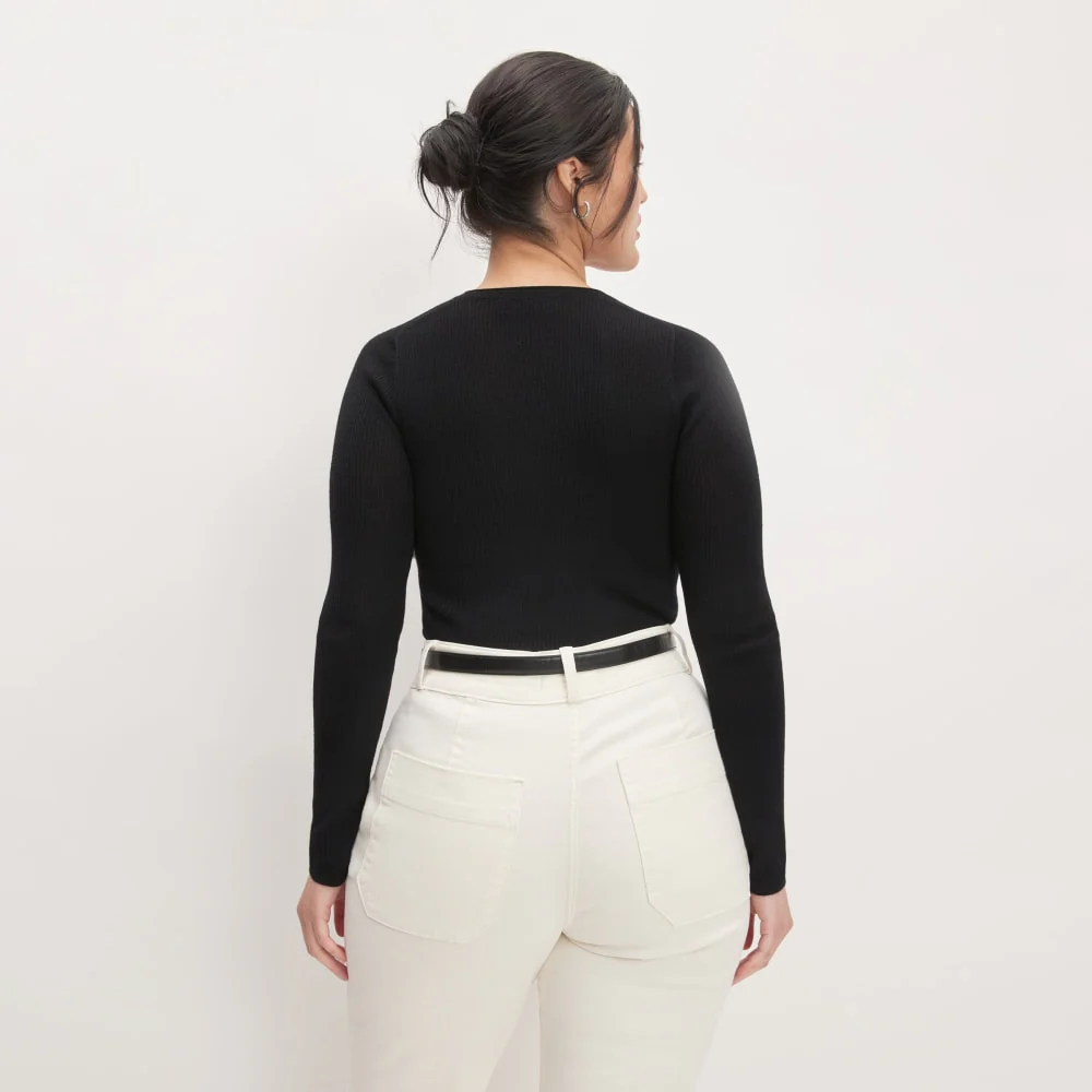 The Long-Sleeve Sweater Tee in Ultrasoft Merino | Black - Image 6