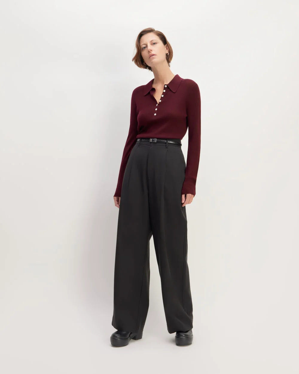 The Polo in Ultrasoft Merino | Burgundy - Image 3