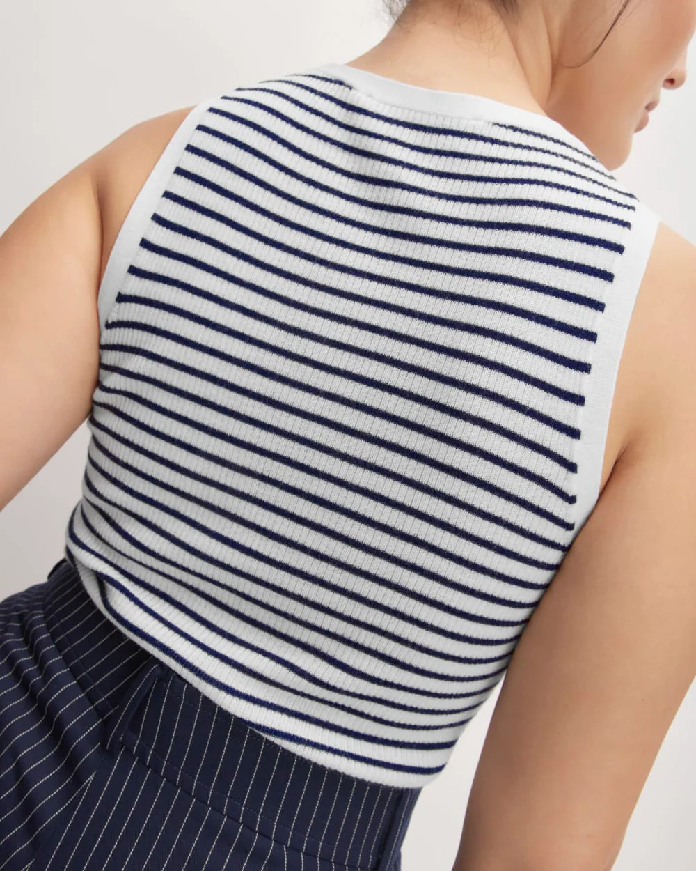The Tank in Ultrasoft Merino | Bone/Navy - Image 5