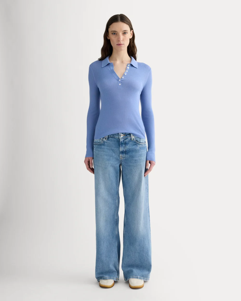 The Polo in Ultrasoft Merino | Bluebell - Image 3
