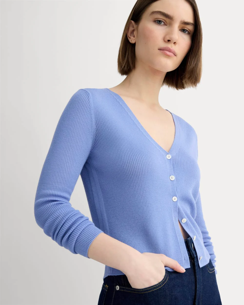 The Cardigan in Ultrasoft Merino | Bluebell - Image 3