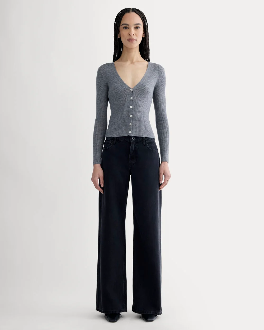The Cardigan in Ultrasoft Merino | Heather Mid Grey - Image 3