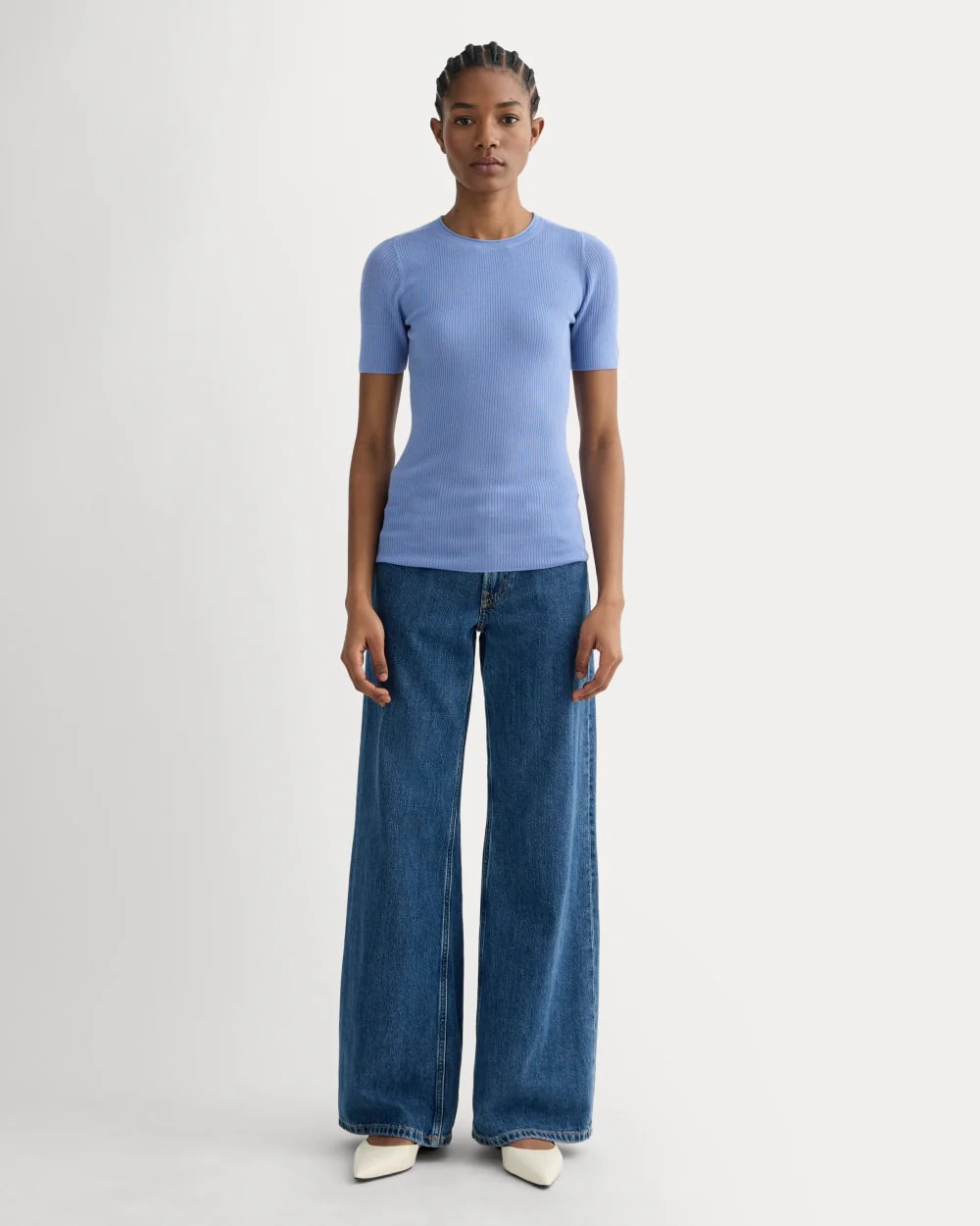 The Sweater Tee in Ultrasoft Merino | Bluebell - Image 3