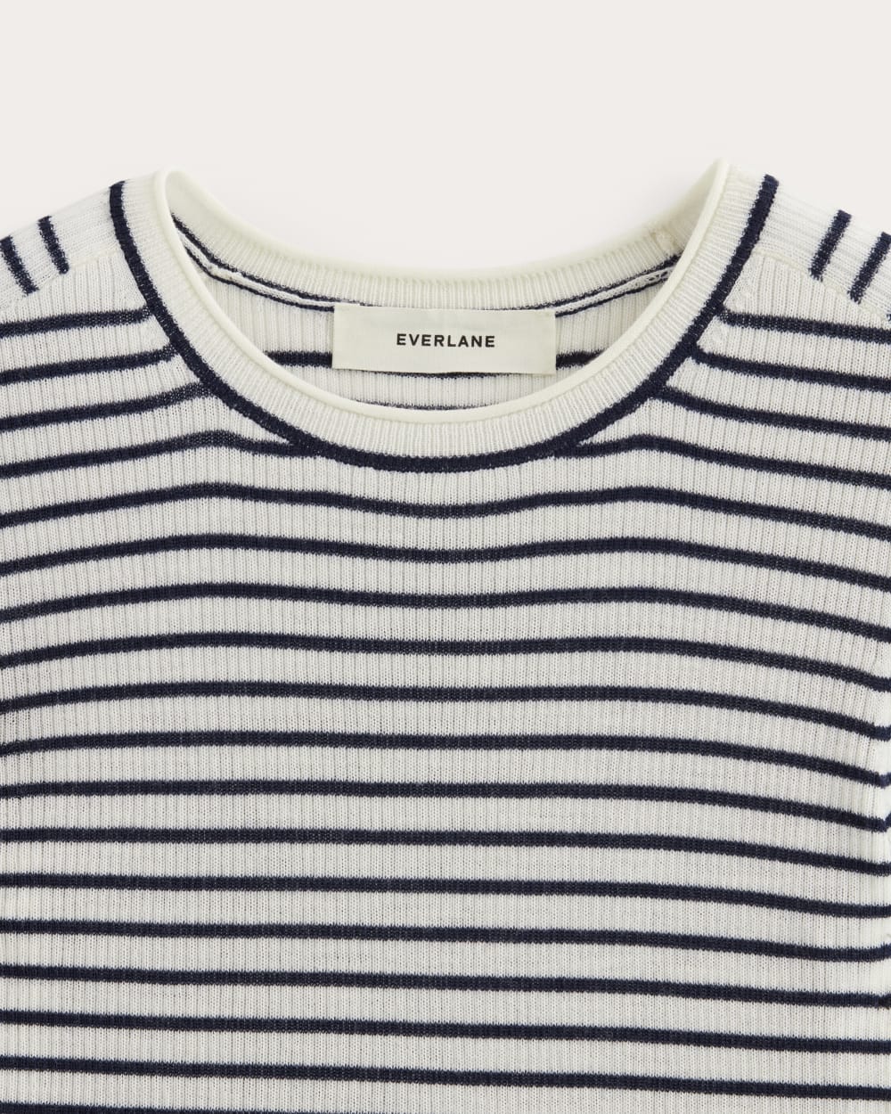 The Sweater Tee in Ultrasoft Merino | Bone/Navy - Image 7