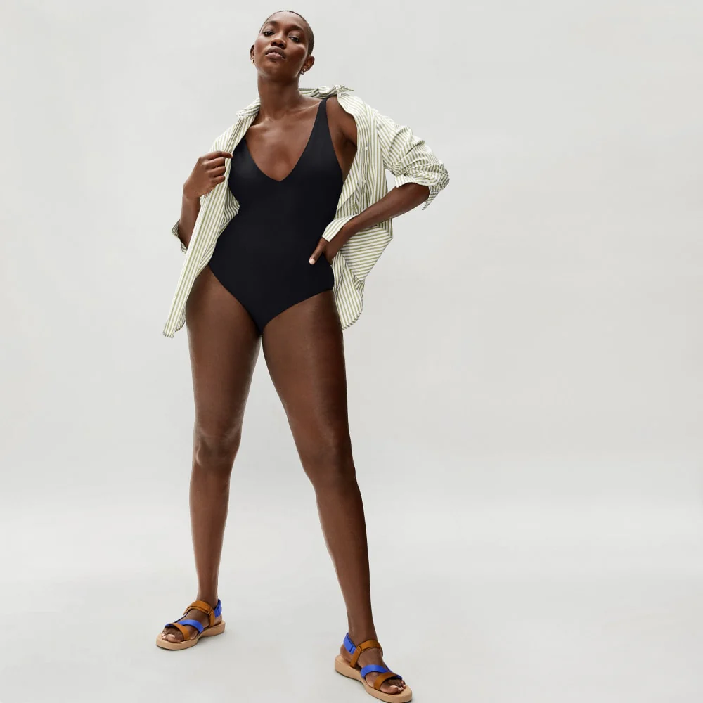 The V-Neck One-Piece | Black - Image 2