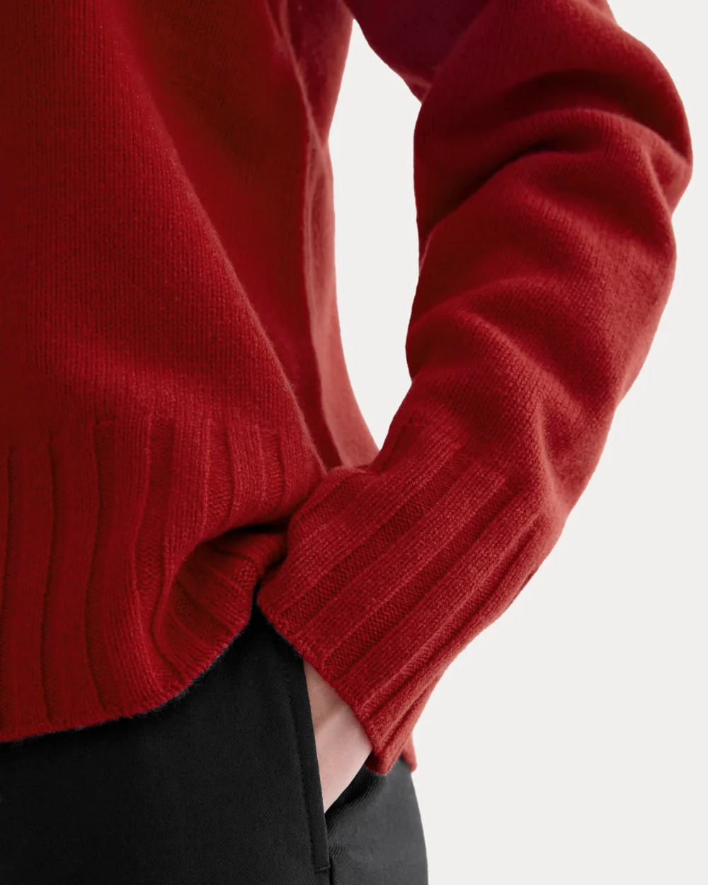 V-Neck Sweater in Extrafine Luxe Merino | Berry Red - Image 5