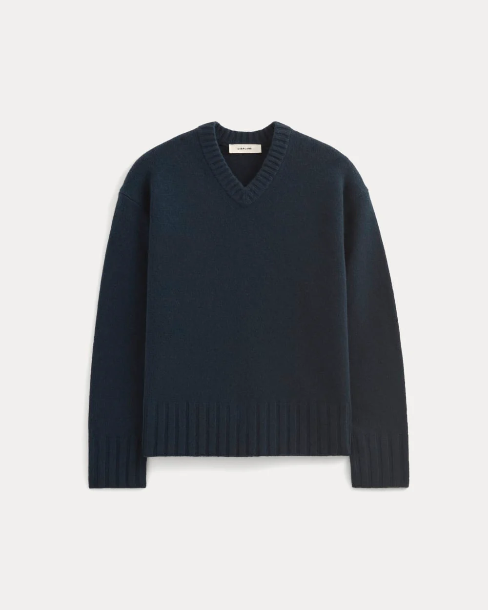 V-Neck Sweater in Extrafine Luxe Merino | Navy - Image 2