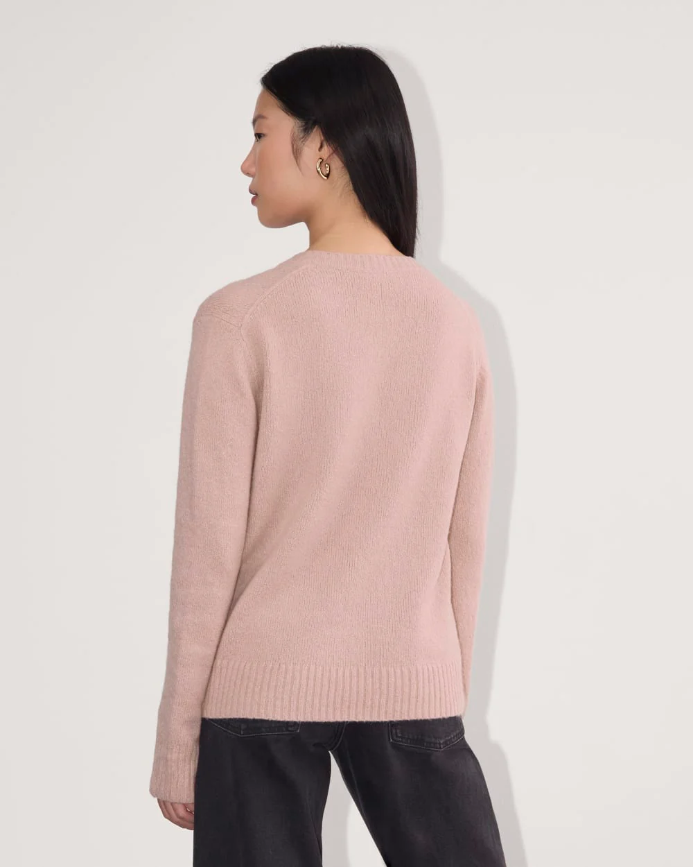 The V-Neck Sweater in Plush Cotton | Dusty Rose - Image 5