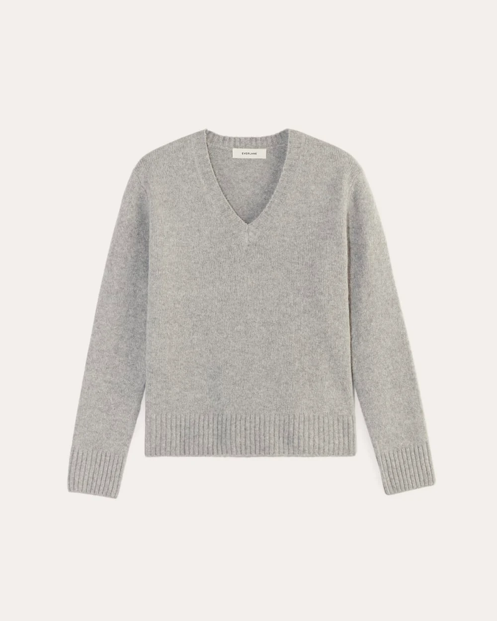 The V-Neck Sweater in Plush Cotton | Heathered Grey - Image 2