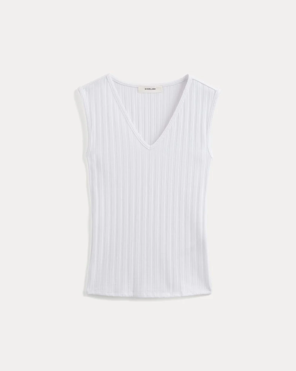 V-Neck Tank in Pointelle | White - Image 2