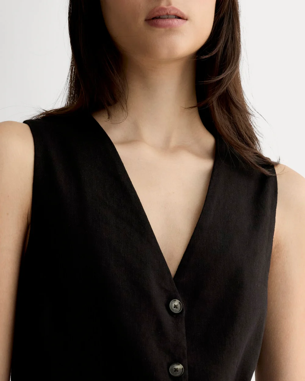 The Vest in Stretch Linen | Black - Image 4