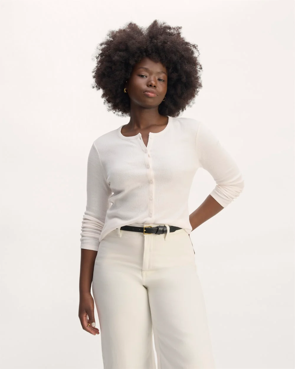 The Vintage Rib Cardigan | Bone
