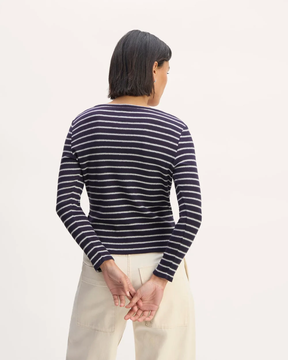 The Vintage Rib Cardigan | Navy / Bone - Image 6