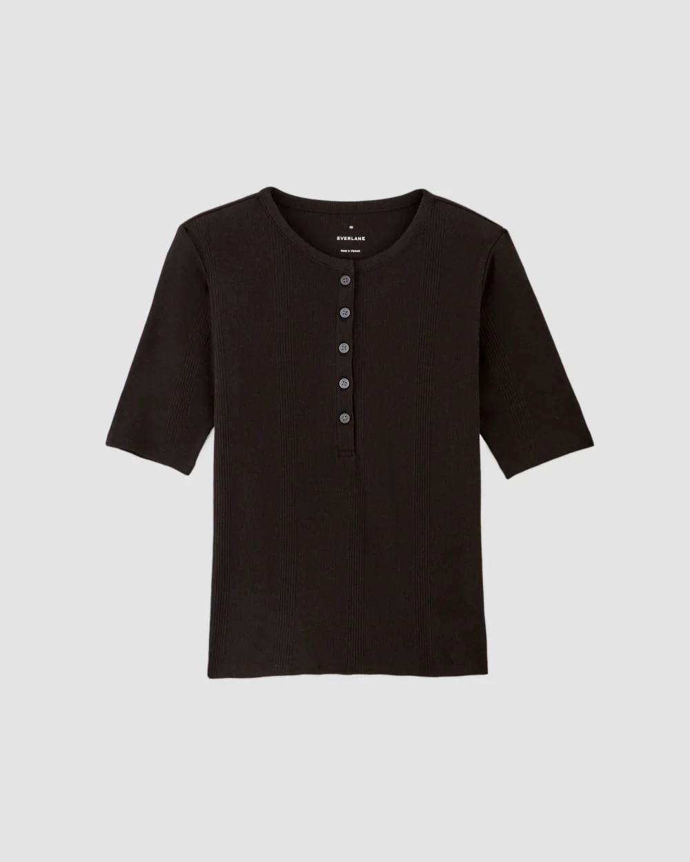 The Vintage Rib Henley | Black - Image 2