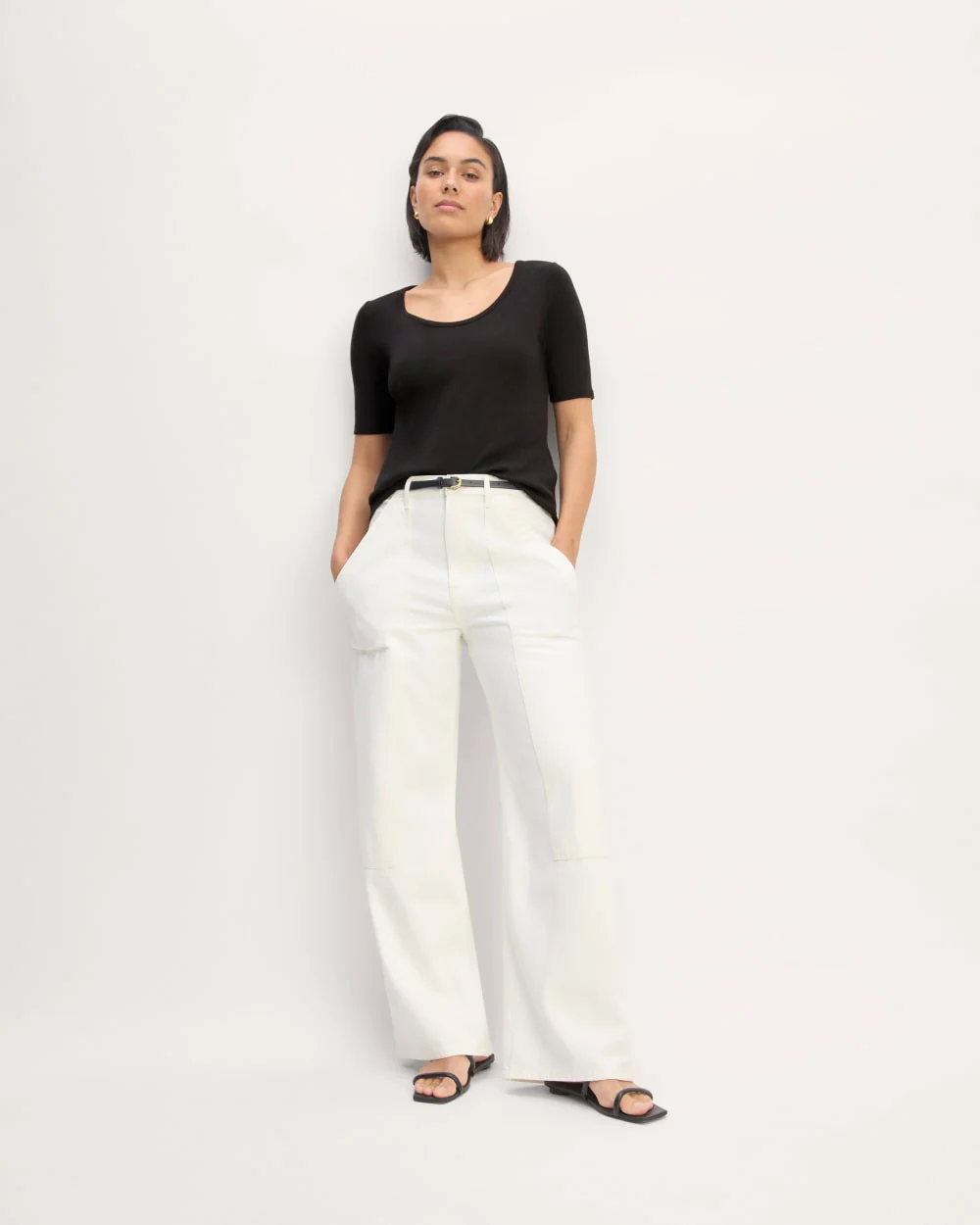 The Vintage Rib Scoop-Neck Top | Black - Image 3