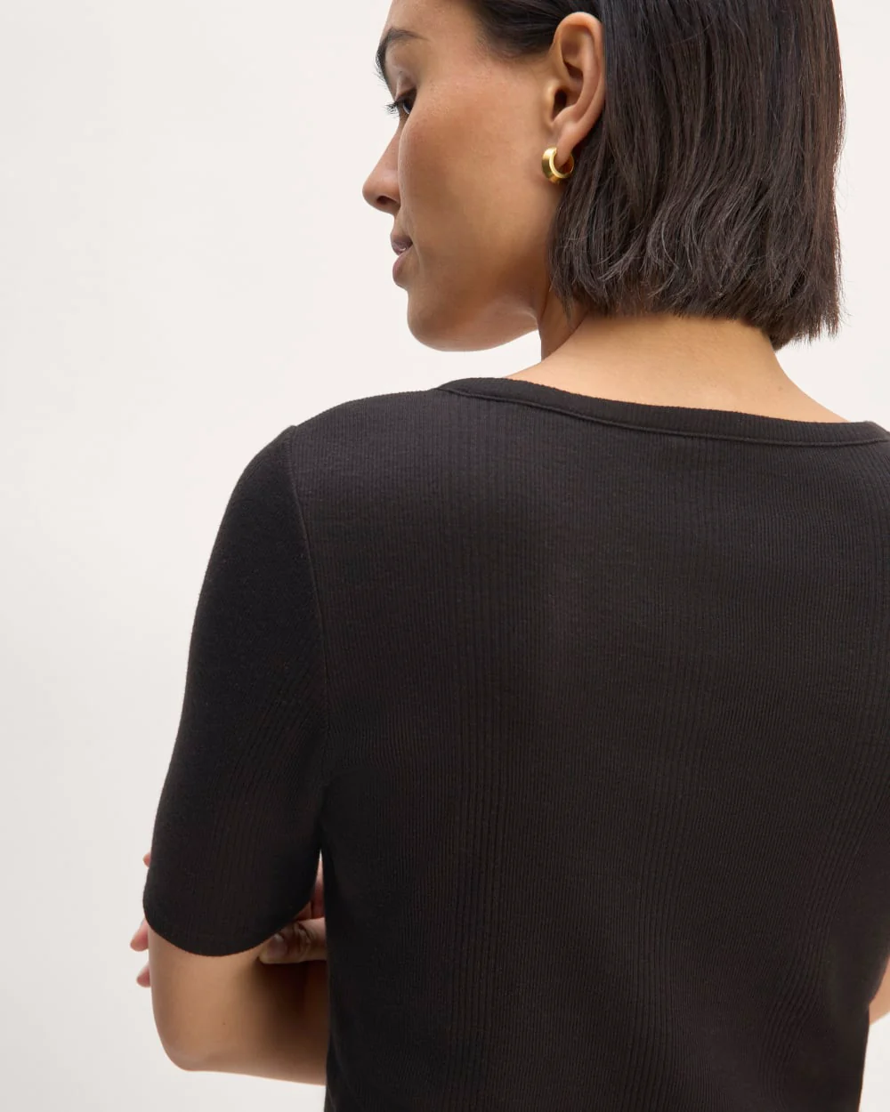 The Vintage Rib Scoop-Neck Top | Black - Image 5