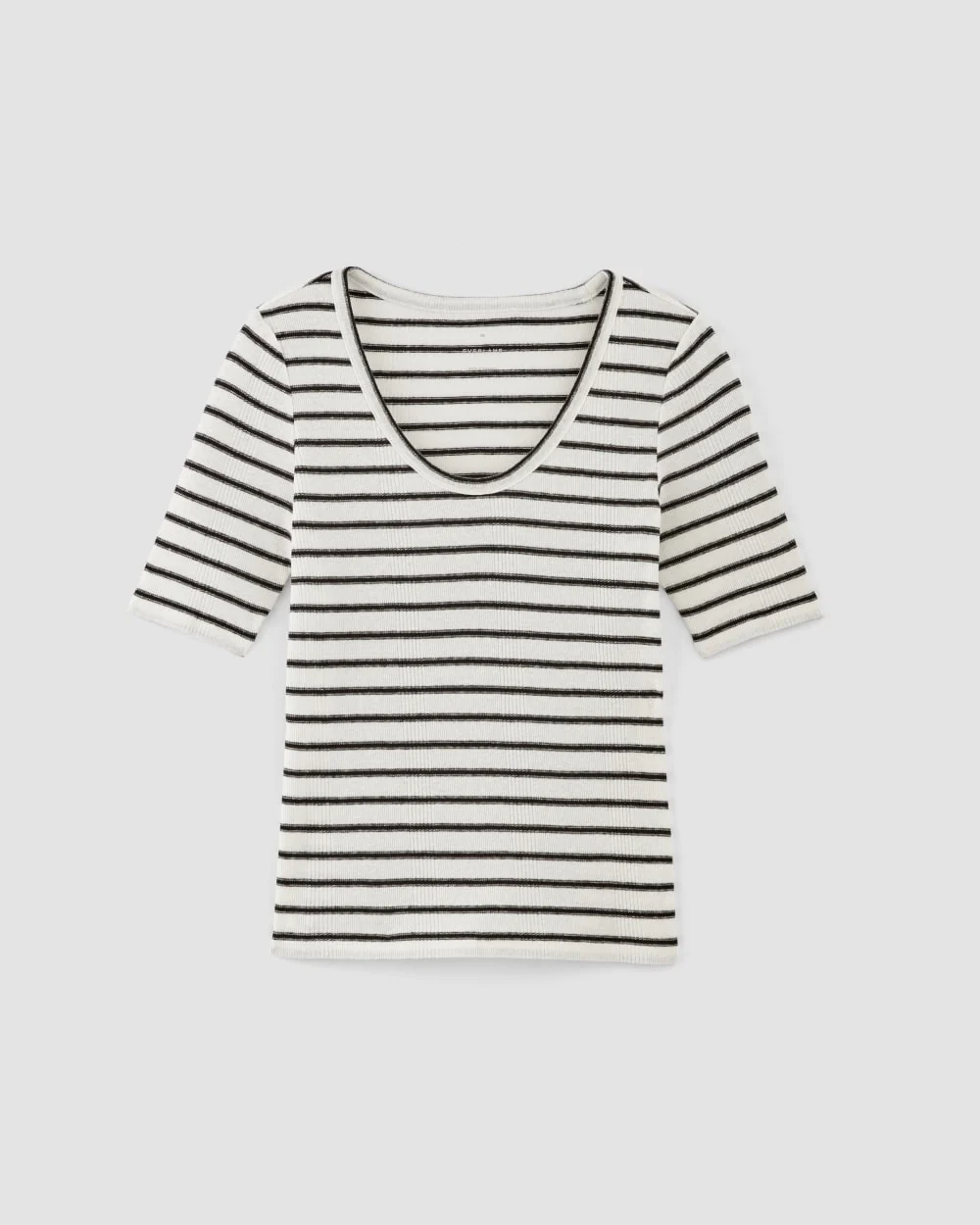The Vintage Rib Scoop-Neck Top | Bone / Black - Image 2