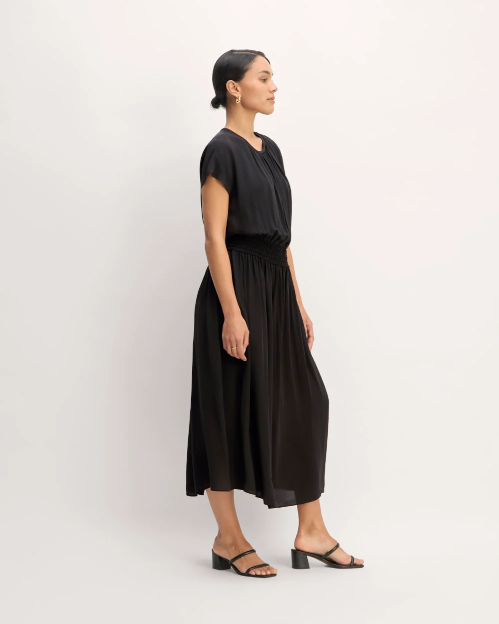 The Gathered Midi Dress | Black - Image 3