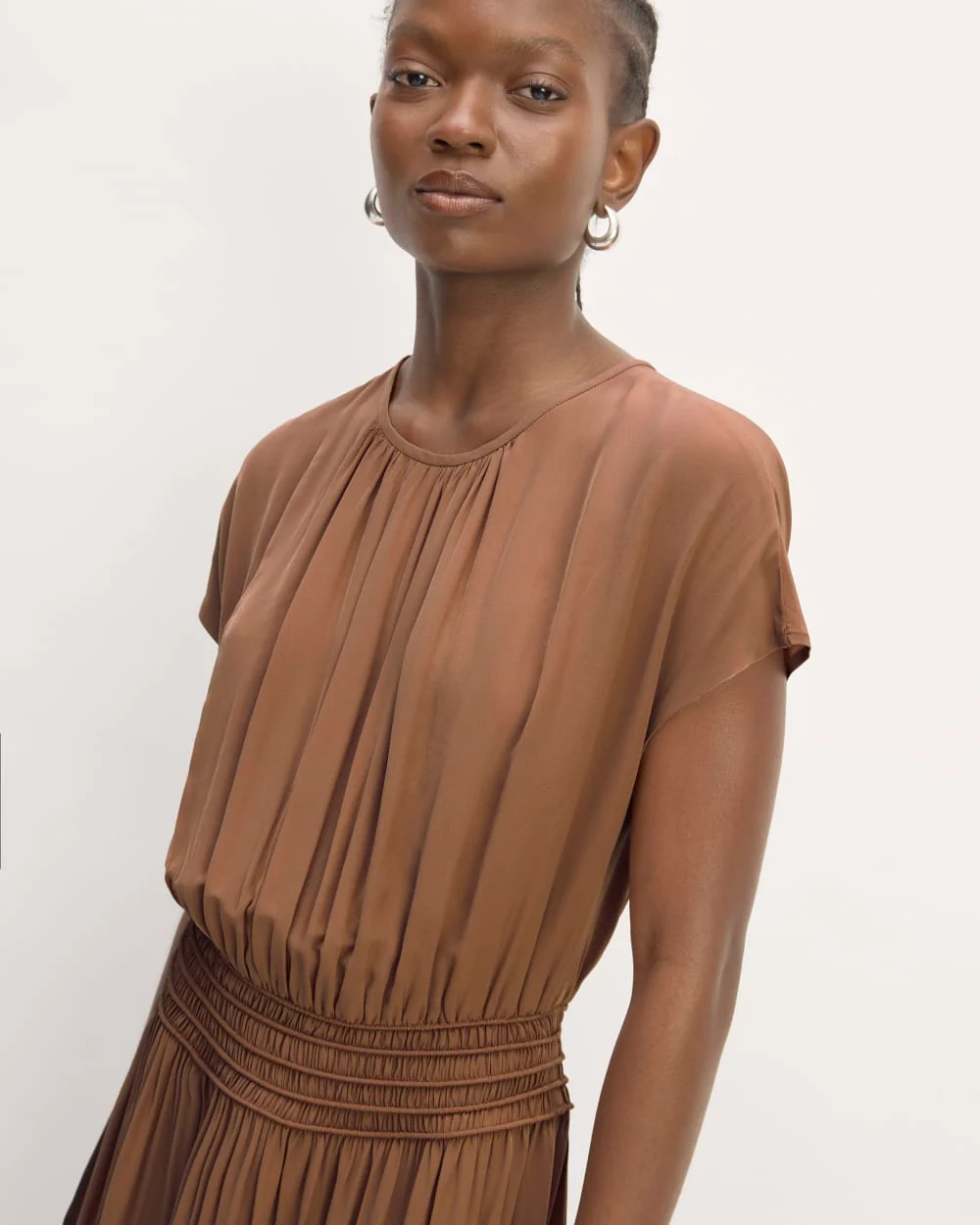 The Gathered Midi Dress | Carob Brown - Image 4