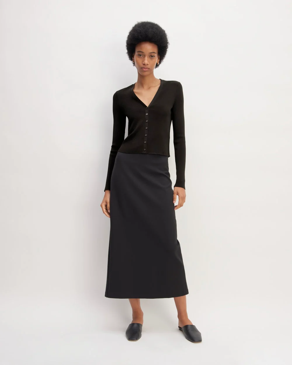 The Viscose Knit Cardigan | Black - Image 3