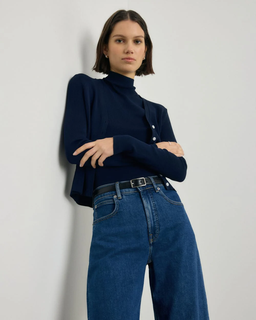 The Viscose Knit Cardigan | Navy - Image 7
