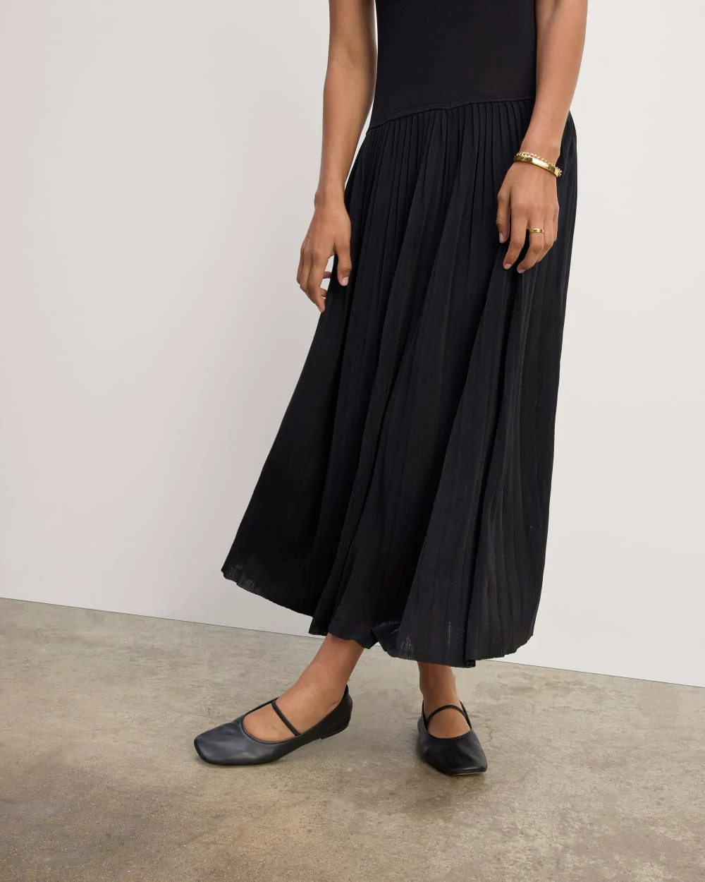 The Knit Pleated Dress | Black - Image 3