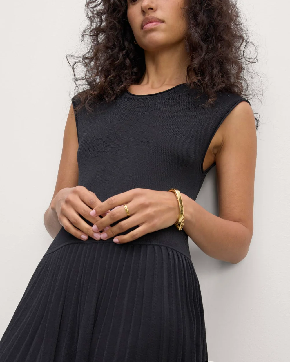 The Knit Pleated Dress | Black - Image 4