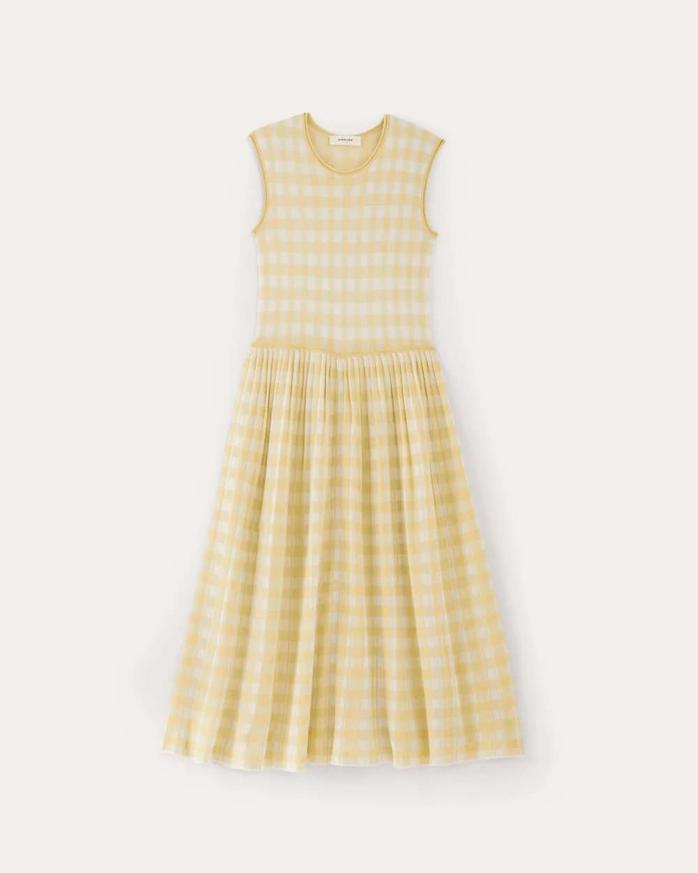 The Knit Pleated Dress | Bone / Parsnip Gingham - Image 2