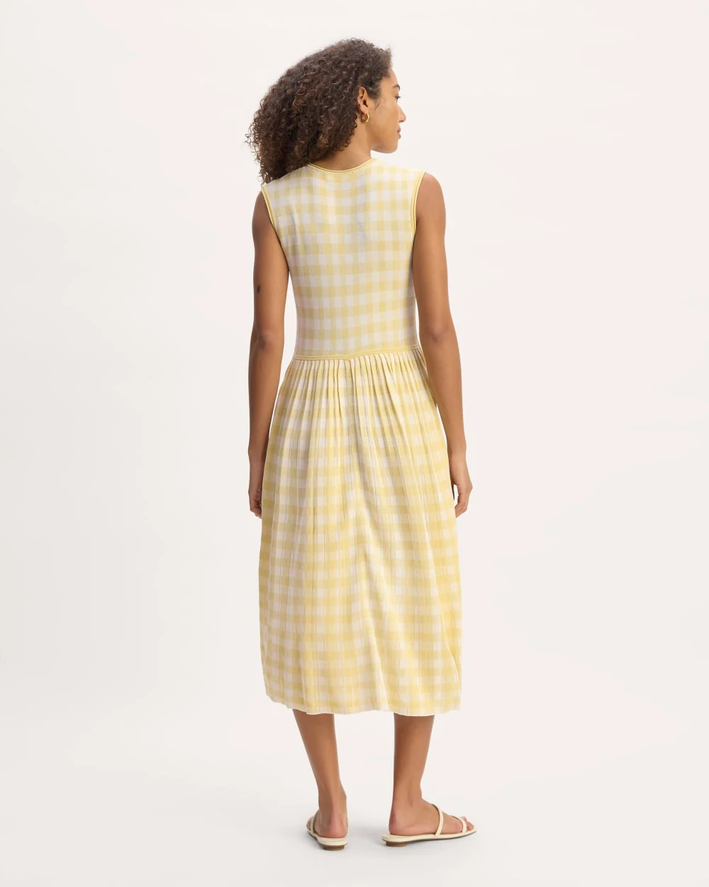 The Knit Pleated Dress | Bone / Parsnip Gingham - Image 6