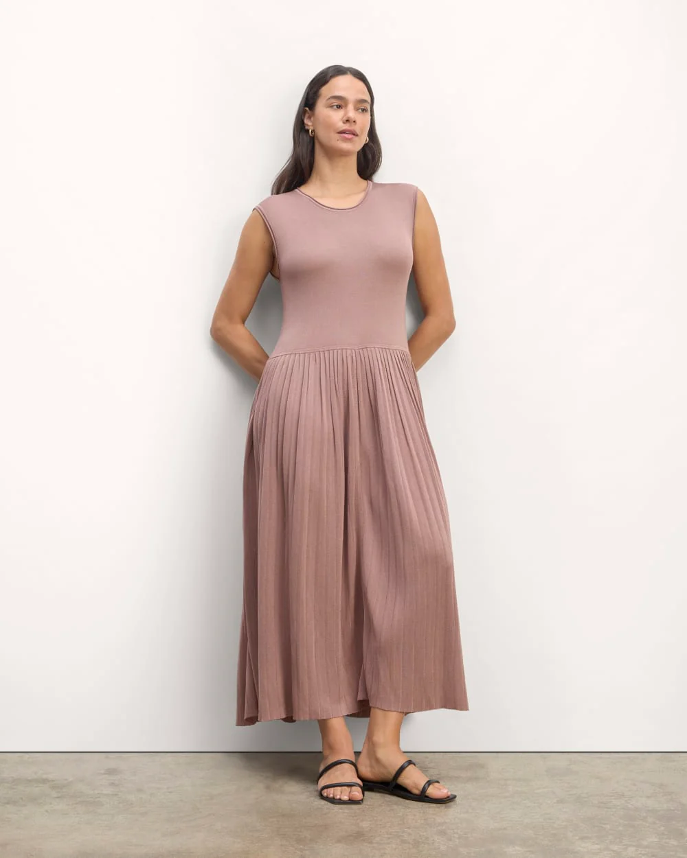 The Knit Pleated Dress | Dusty Rose