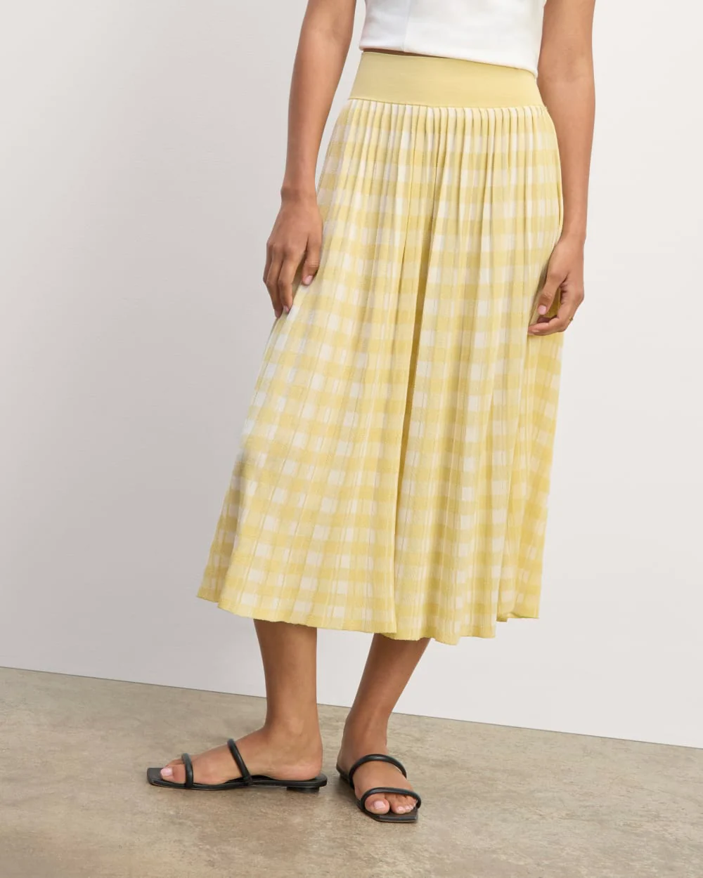 The Pleated Skirt | Bone / Parsnip Gingham - Image 2